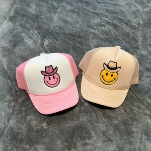 Two! Brand New Smiley Face Trucker Hat